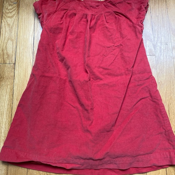 Mini Boden Solid Burnt Red/ Orange Corduroy Dress Velvet Bow Lined Size~ 5/6 🍂 - Picture 2 of 3